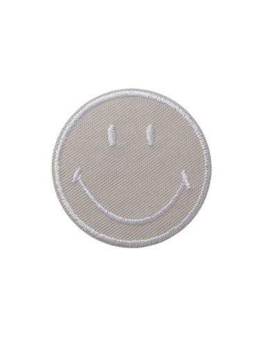 Applikation, Patch, Bügelbild: Smiley© Hellgrau