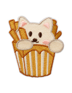 Applicatie, Patch, Strijkapplicatie: Kat met frietjes