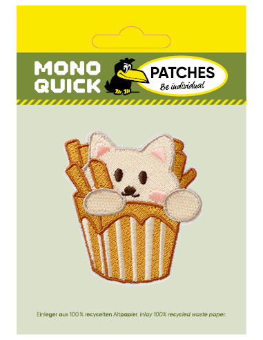 Applikation, Patch, Bügelbild: Katze mit Pommes