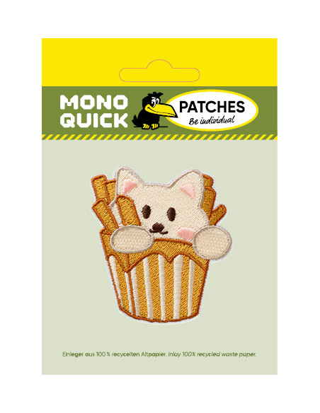 Applikation, Patch, Bügelbild: Katze mit Pommes