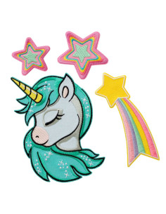 Applicatie, Patch, Strijkapplicatie: Einhorn turquoise set