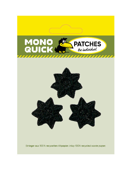 Applikation, Patch, Bügelbild: 3 Sternchen schwarz