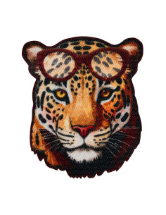 Applikation, Patch, Bügelbild: Leopard mit Brille