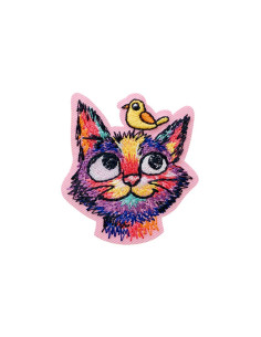 Appliques, Patch, Écusson thermocollant: Chat multicolore