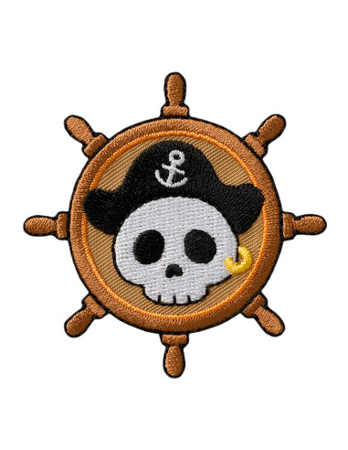 Applikation, Patch, Bügelbild: Steuerrad Pirat