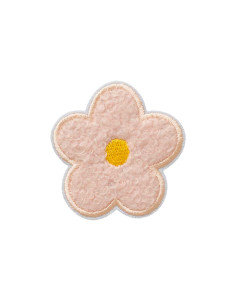 Applikation, Patch, Bügelbild: Blume flauschig rosa