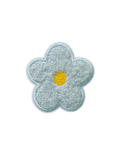 Applicatie, Patch, Strijkapplicatie: Bloem donzig lichtblauw
