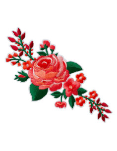 Applicatie, Patch, Strijkapplicatie: Bloemrank koraalrood