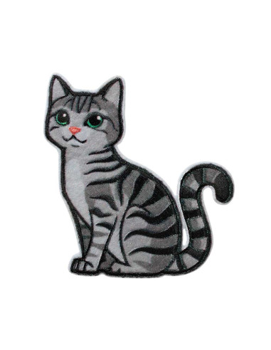 Appliques, Patch, Écusson thermocollant: Chat gris