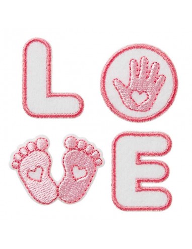 Applikation, Patch, Bügelbild: Baby Love rosa