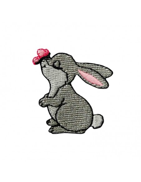 Appliques, Patch, Écusson thermocollant : Lapin avec papillon