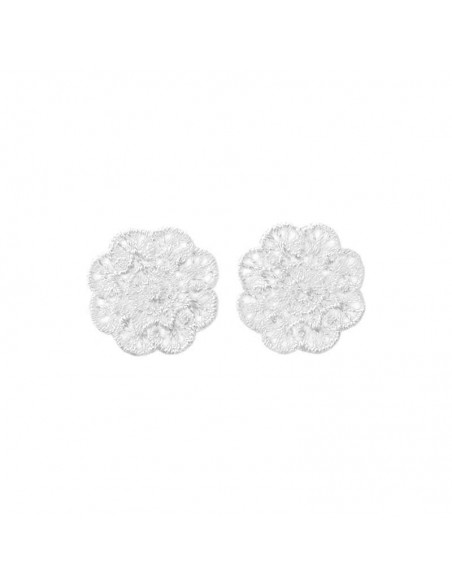 Appliques, Patch, Écusson thermocollant : 2 rosettes au crochet blanc