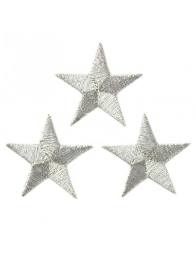 Appliques, Patch, Écusson thermocollant : 3 étoiles d\'argent
