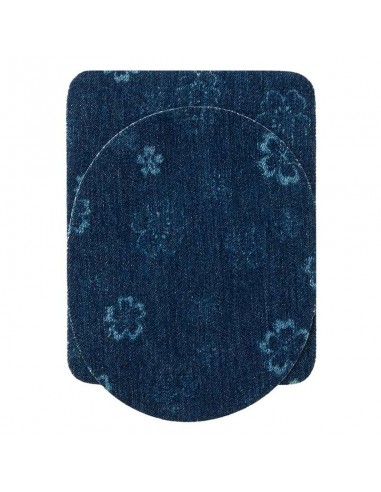 Applikation, Patch, Bügelbild: Sparpack Flicken mit Blumenmuster "blau"
