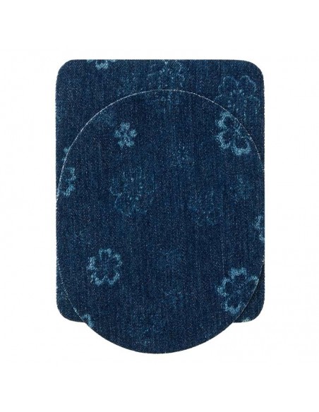 Applikation, Patch, Bügelbild: Sparpack Flicken mit Blumenmuster "blau"