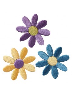 Applicatie, Patch, Strijkapplicatie: 3 kleurrijke bloemen