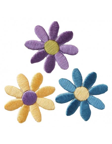 Applikation, Patch, Bügelbild: 3 bunte Blüten