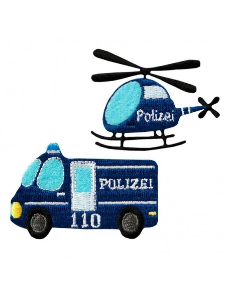 Applikation, Patch, Bügelbild: Polizei Fahrzeuge