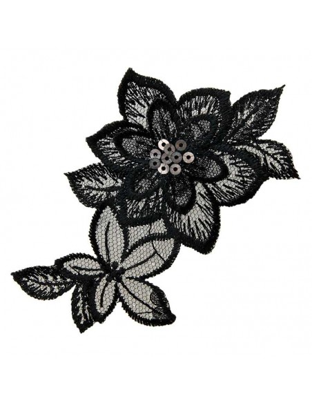 Appliques, Patch, Écusson thermocollant : Ornement floral noir