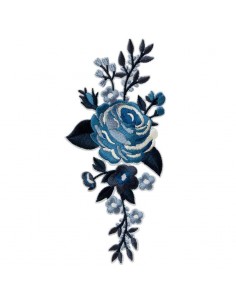 Applikation, Patch, Bügelbild: Blütenranke blau