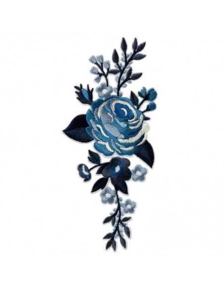 Appliques, Patch, Écusson thermocollant : Vrille de fleur bleue