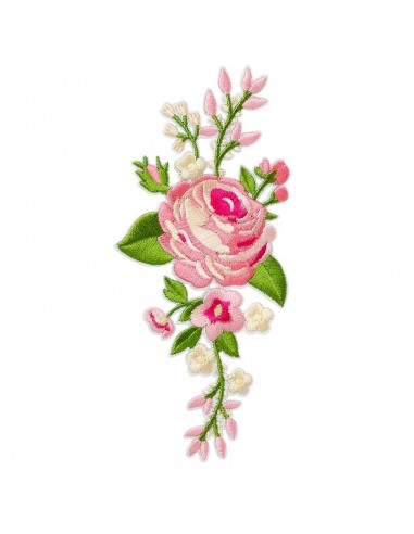 Applikation, Patch, Bügelbild: Blütenranke rosa