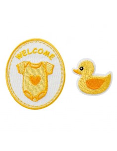 Applicatie, Patch, Strijkapplicatie: Welcome Baby geel, 2...