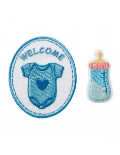 Applicatie, Patch, Strijkapplicatie: Welcome Baby  blauw,...