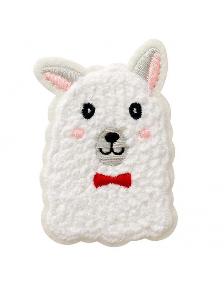 Applikation, Patch, Bügelbild: Lama Kopf plüsch