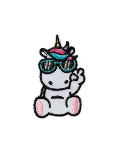 Applikation, Patch, Bügelbild: Einhorn mit Brille