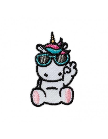 Applikation, Patch, Bügelbild: Einhorn mit Brille