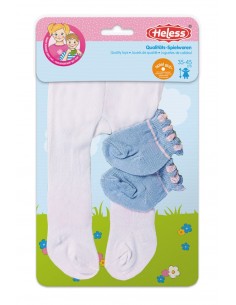 Panty wit met sokken blauw, (maat 35-45cm)