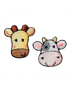 Applikation, Patch, Aufbügler: Giraffe und Kuh 2 Stk.