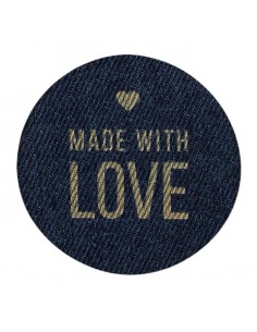 Applikation, Patch, Bügelbild: Made with Love - Jeans
