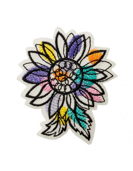 Appliques, Patch, Écusson thermocollant: Patch Recycl fleur multicolore