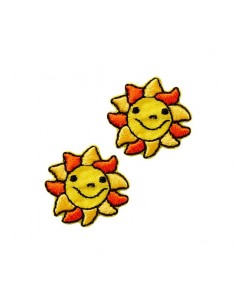 Appliqué, Patch, Iron-on: Zon met gezicht 2 stuks