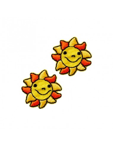 Applikation, Patch, Aufbügler: Sonne mit Gesicht 2 Stück