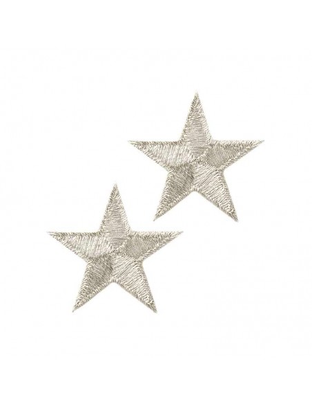 Appliques, Patch, Écusson thermocollant : Étoile argent 2 pièces