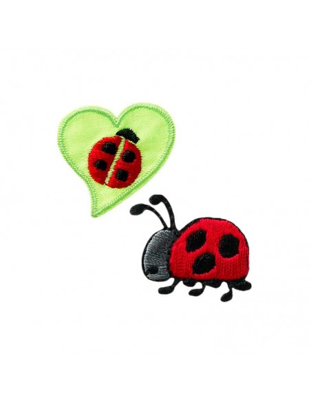 Applicatie, Patch, Strijkapplicatie: Lieveheersbeestje Set 2 stuks