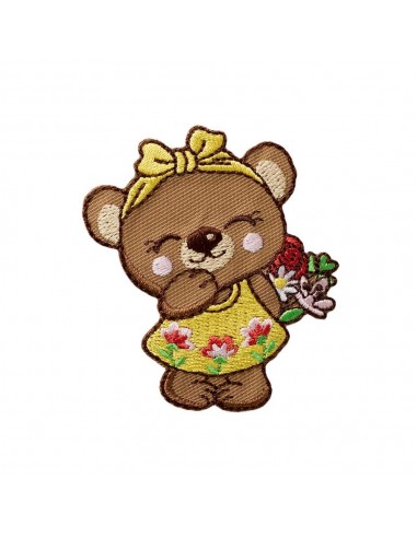 Appliques, Patch, Écusson thermocollant : Ourse avec fleurs