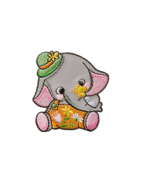 Appliques, Patch, Écusson thermocollant : Eléphant avec papillon