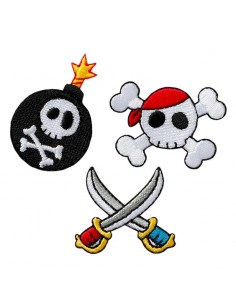 Applikation, Patch, Bügelbild: Piraten Trio, 3 Stk.