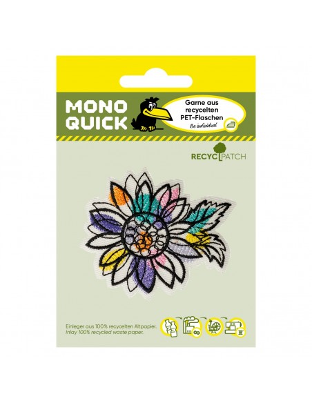 Appliques, Patch, Écusson thermocollant: Patch Recycl fleur multicolore